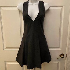 Free People Charcoal Gray Deep V Neck Wool Mini Dress 4